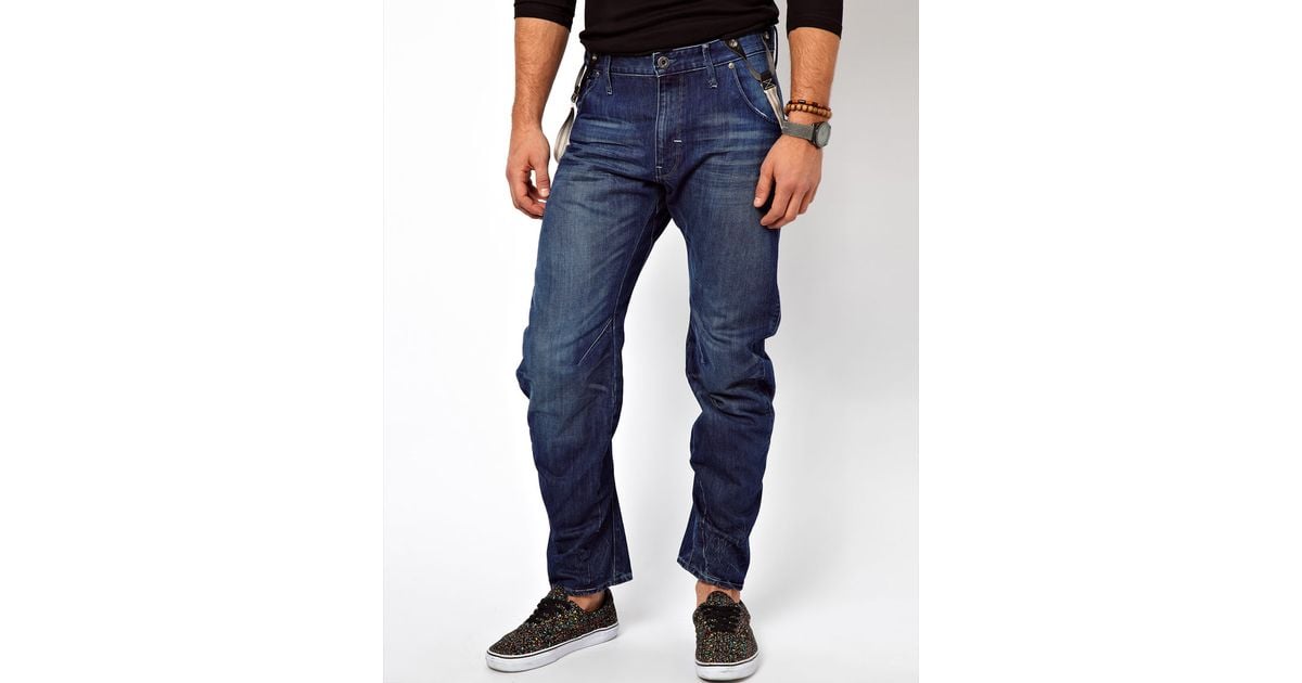 G-Star RAW Arc 3d Loose Tapered Medium Aged Jeans with Braces in Blue for  Men | Lyst