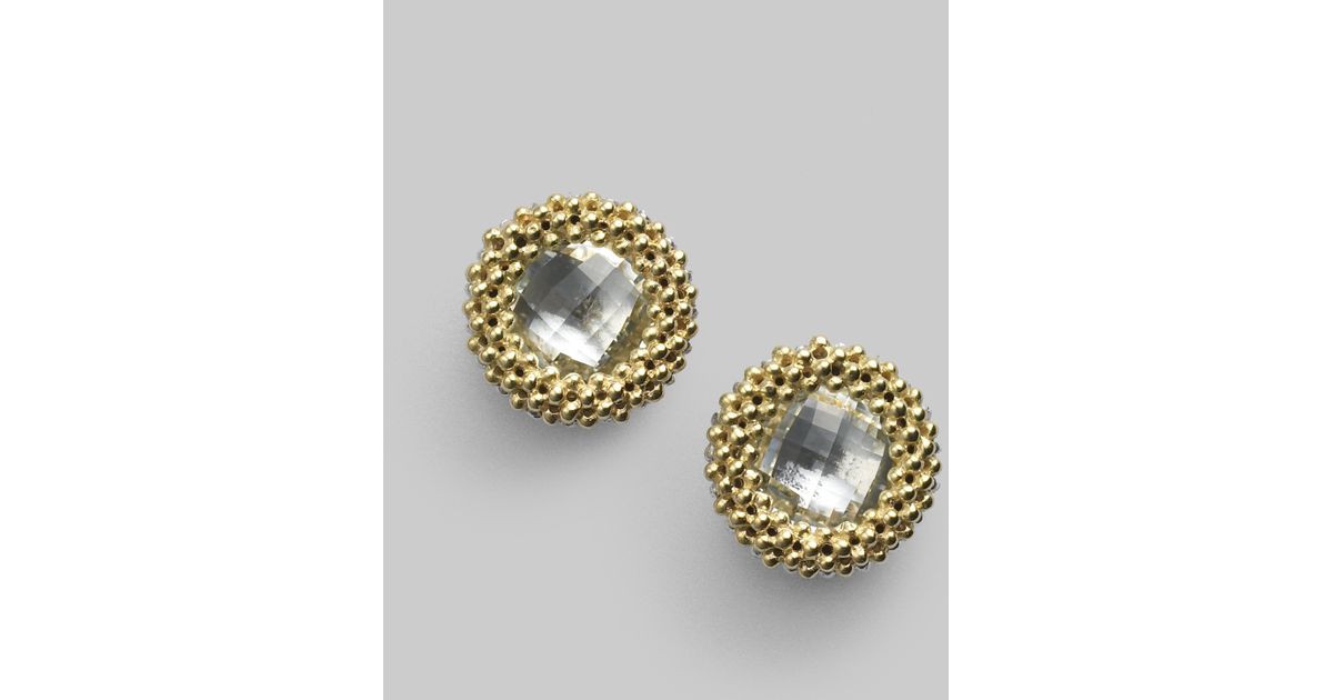 Lyst Lagos White Topaz 18k Gold Stud Earrings In Metallic