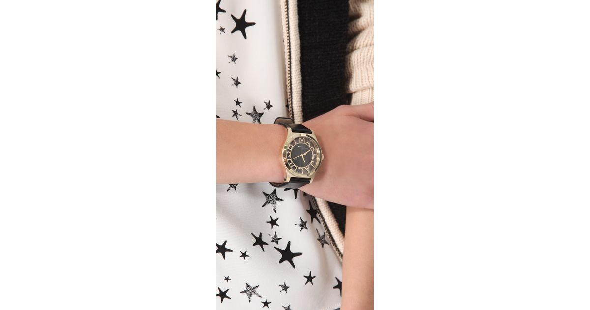 Marc By Marc Jacobs Henry Skeleton Leather Watch Goldblack - Lyst