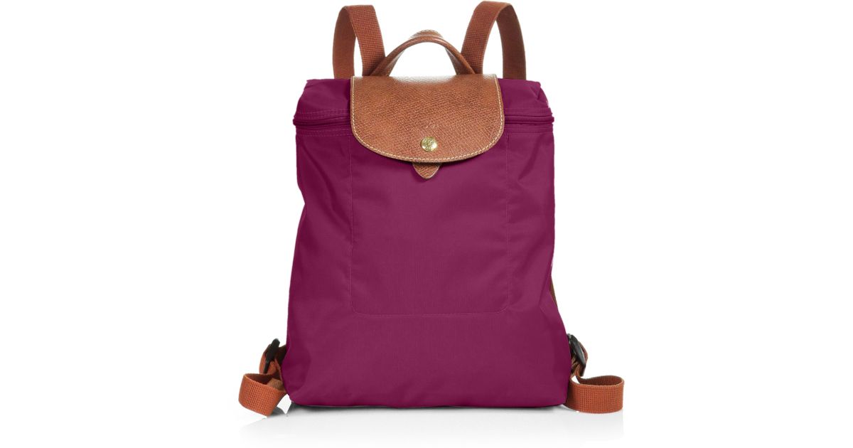purple longchamp backpack