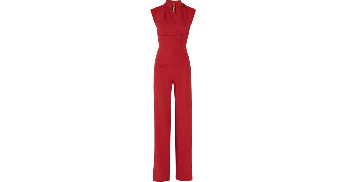 Roland Mouret Crepe Jumpsuit in Red | Lyst
