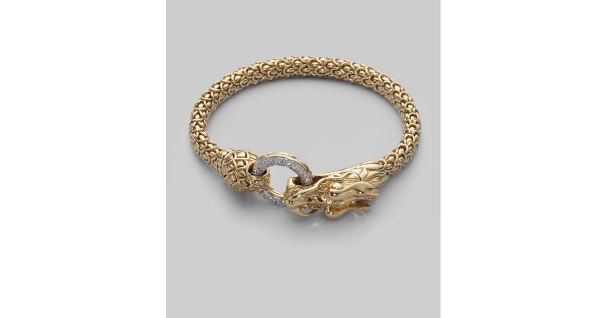 John Hardy Diamond & 18k Gold Dragon Bracelet in Metallic Lyst