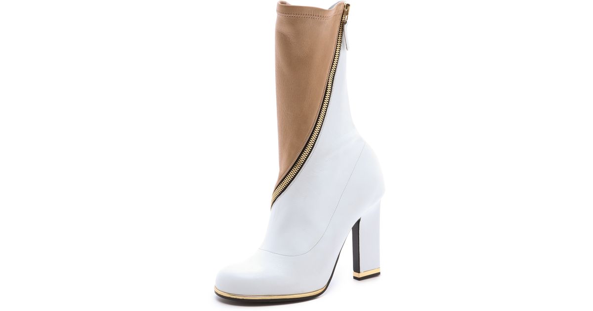 Jil Sander Two Toned Boots in White - Lyst