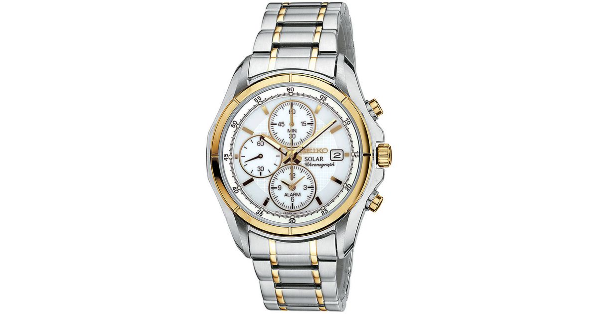 seiko solar chronograph two tone