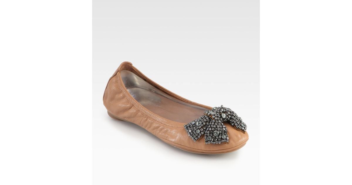 tory burch eddie ballet flat with crystal bow