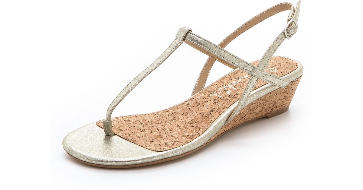 gold low wedge sandals