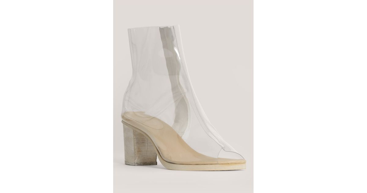 clear peep toe booties