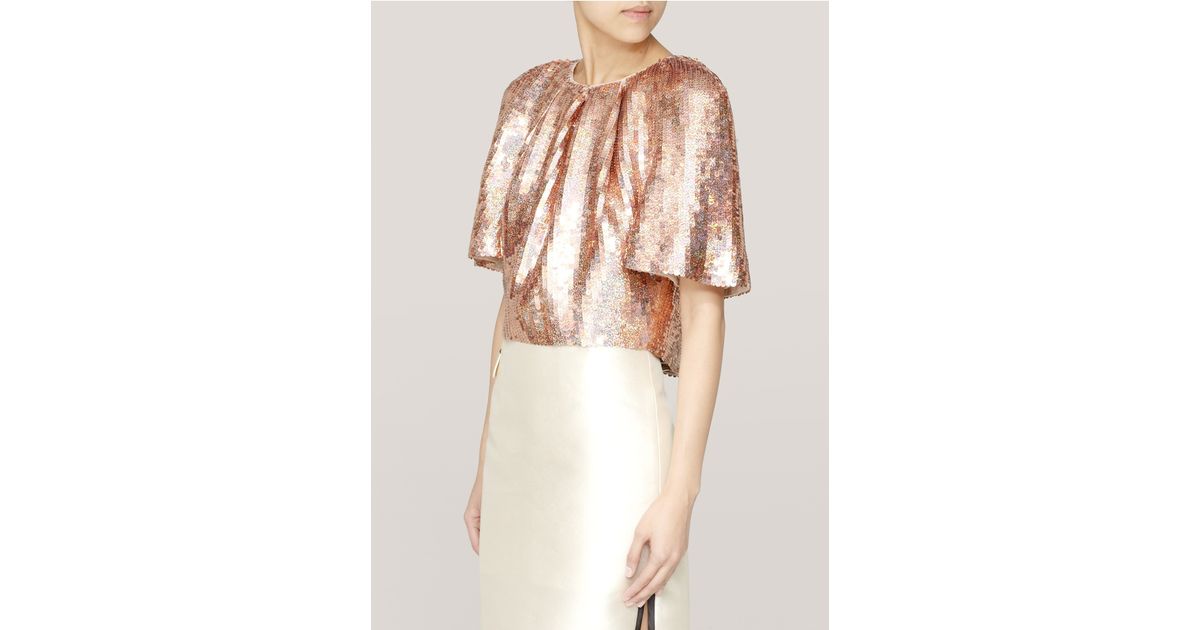 copper sequin blouse