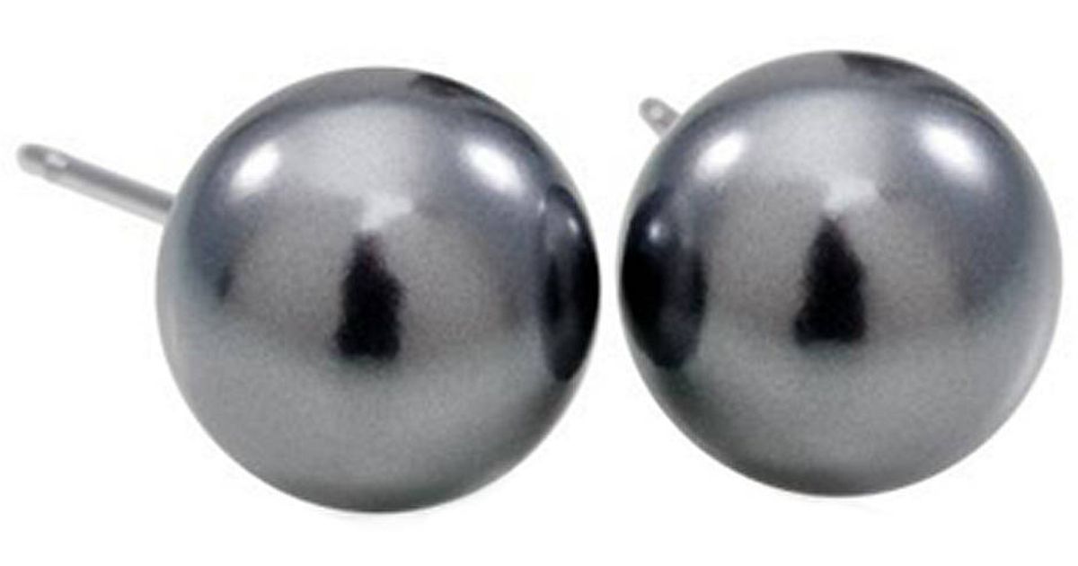 Lyst Carolee The Natalie Black Faux Pearl Stud Earrings In Gray