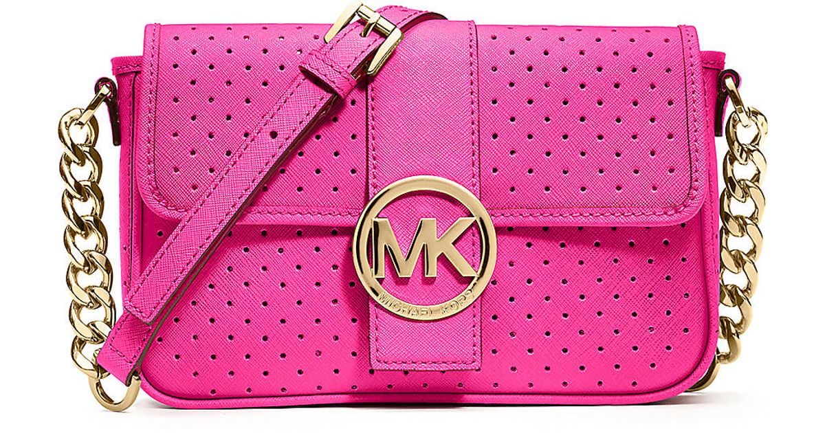 Lyst Michael Michael Kors Fulton Perforated Leather Small Messenger