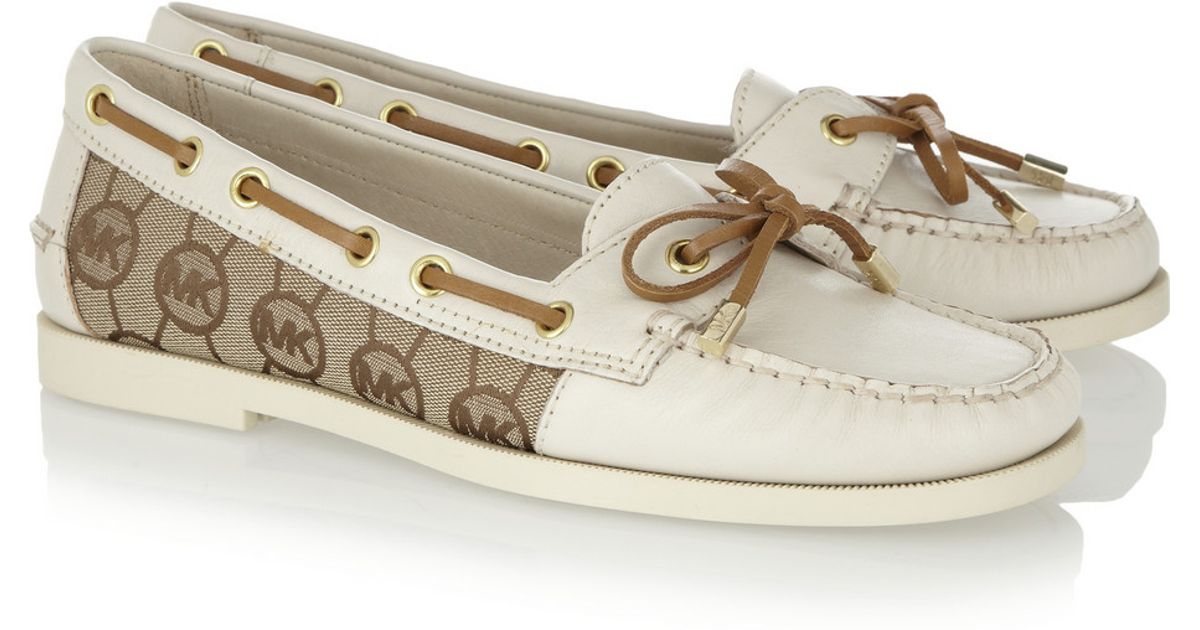 MICHAEL Michael Kors Blair Leather Boat Shoes in White - Lyst