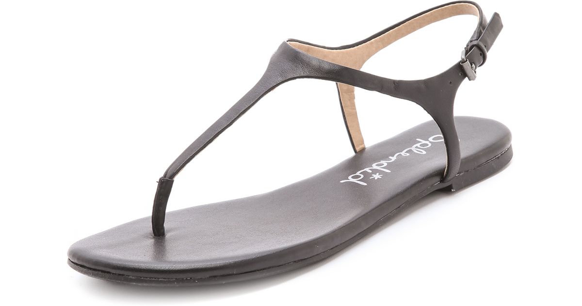 Splendid Mason T Strap Sandals in Black (Brown) | Lyst