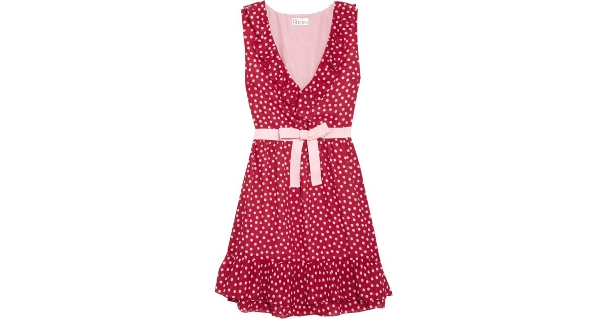 RED Valentino Polkadot Georgette Dress in Red - Lyst