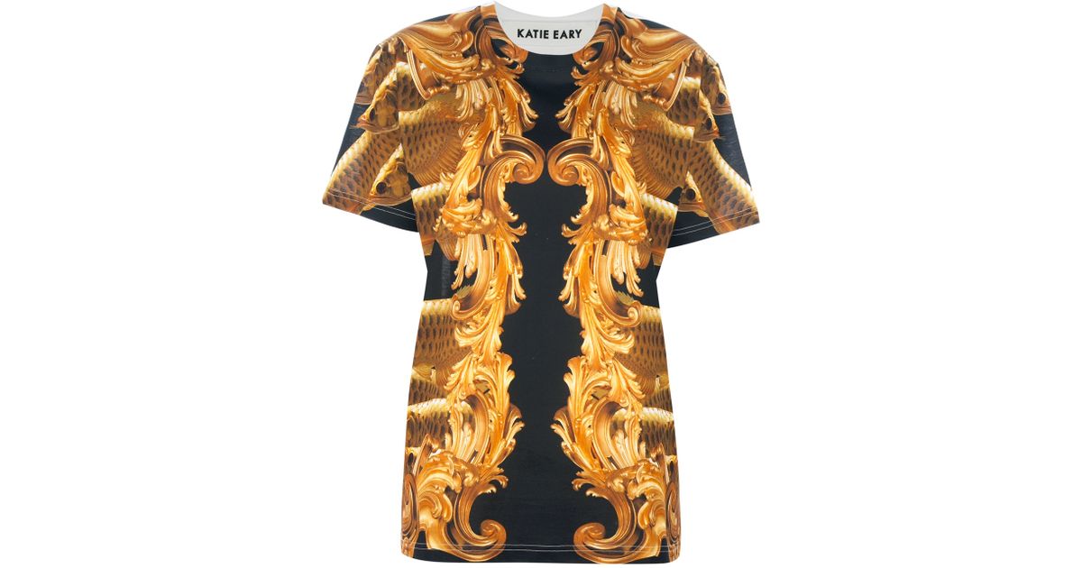 Lyst - Katie eary Baroque style Print T-shirt in Yellow for Men