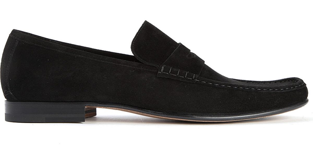 black suede loafers