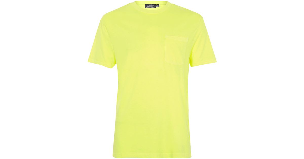 mens yellow pocket t shirt