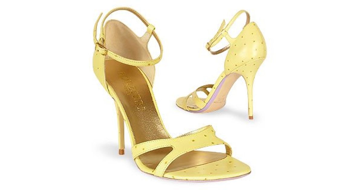 Lyst Forzieri Pale Yellow Ostrich Leather Sandal Shoes