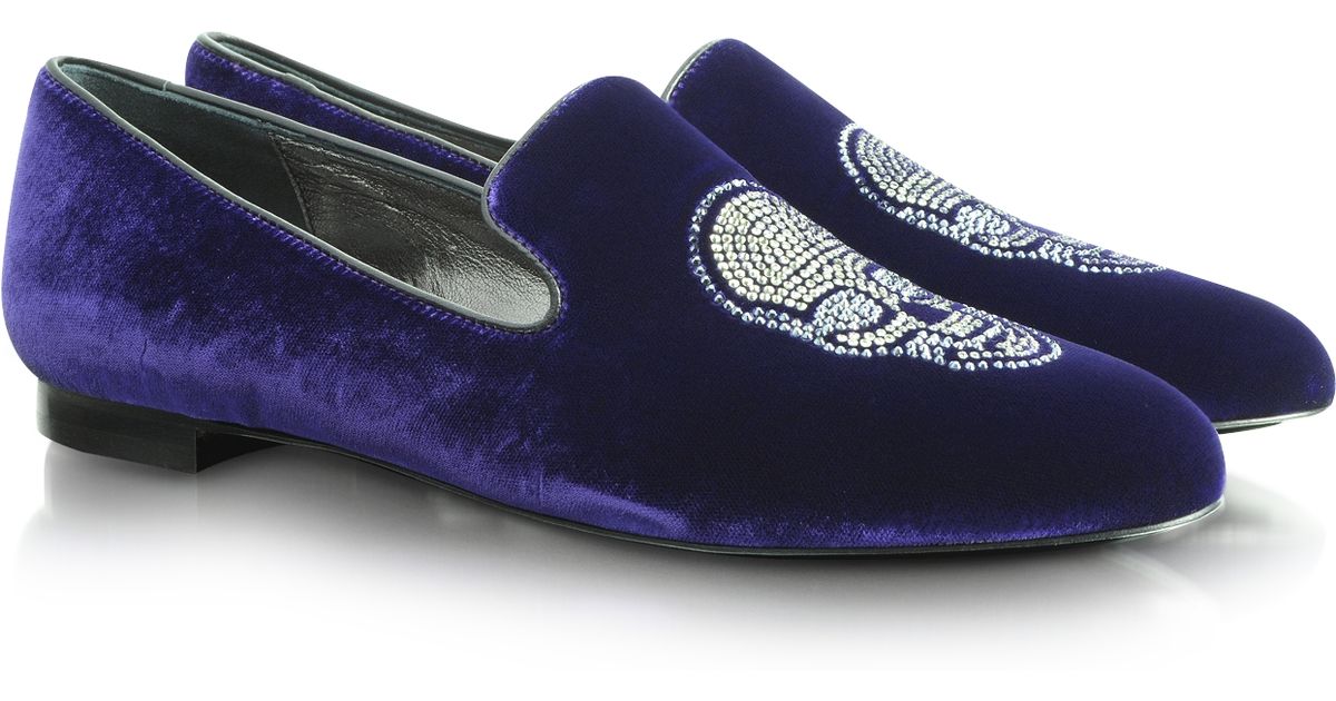 Philipp Plein Gold Jungle Flamingo Velour Loafers in Violet (Blue) - Lyst