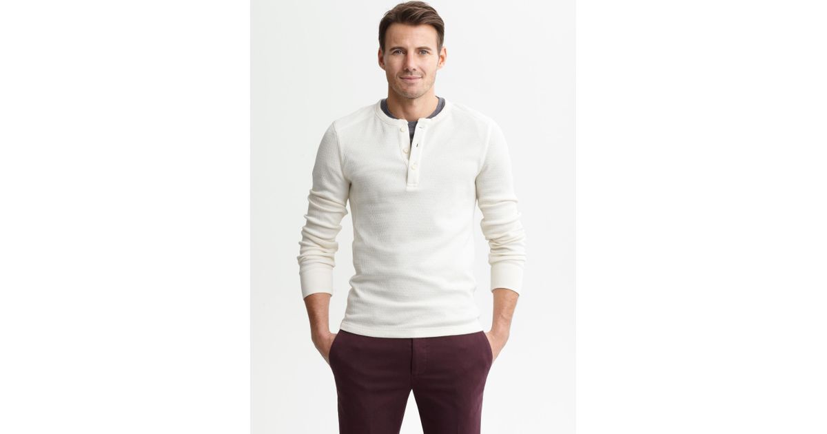 Banana Republic Heritage Waffle Knit Henley In White For Men Lyst