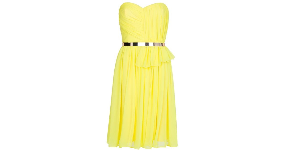 Mango Pleated Sheer Dress in Yellow - Lyst