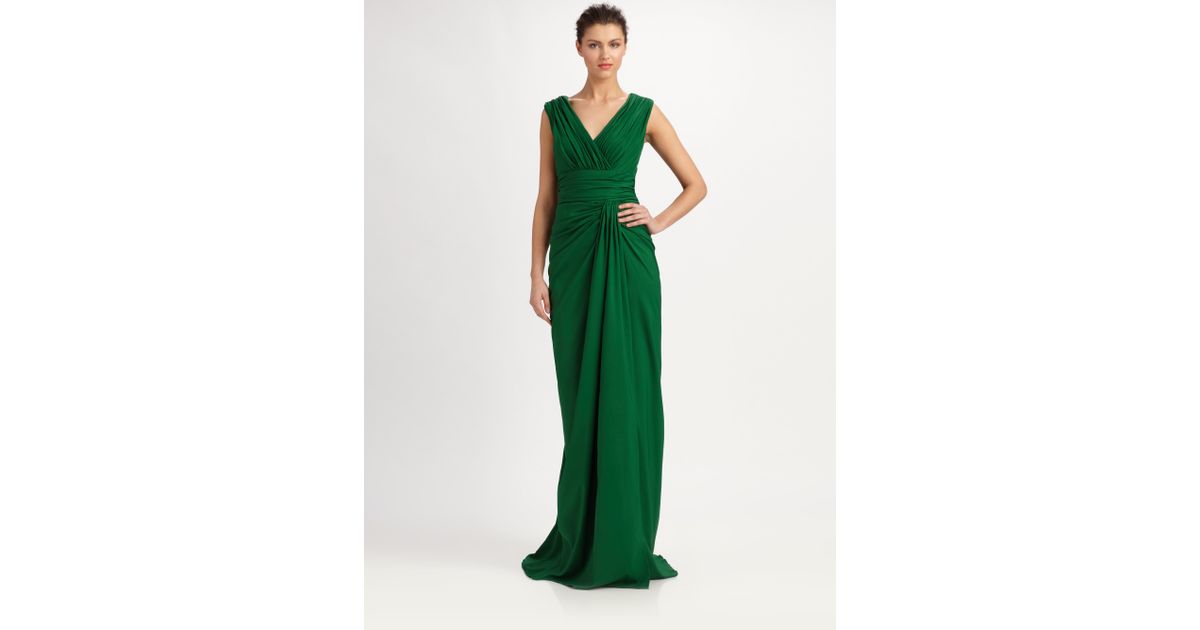 tadashi shoji green gown