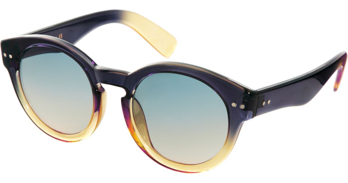 ASOS Chunky Round Sunglasses with Graduated Color Detail in Black (Blue) for Men Lyst