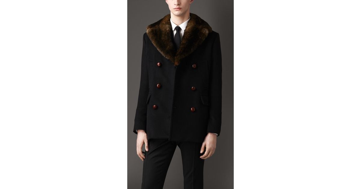 Lyst Noose And Monkey Peacoat With Faux Fur Collar In Black For Men Schott Nyc Slim Fit Wool Blend Men S Peacoat It Here