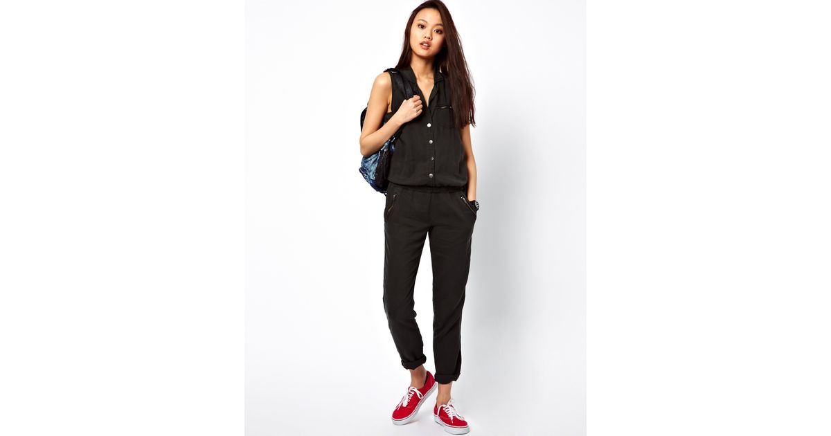 river island black boiler suit