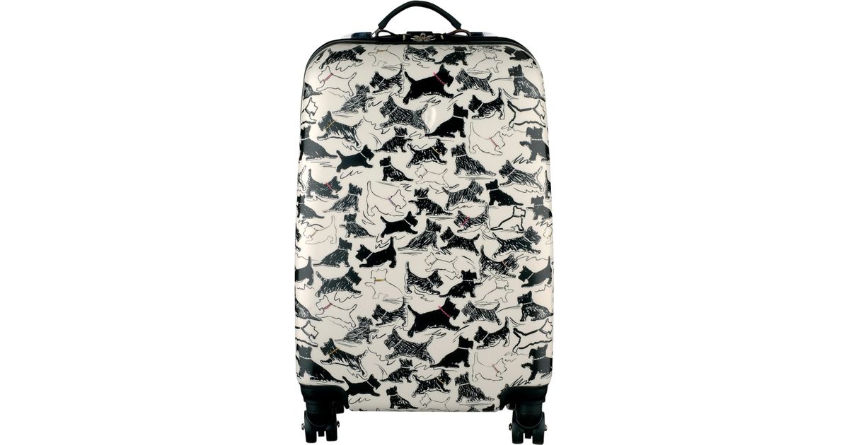 Radley Thames Dog Print 4wheel Cabin Suitcase In White Black