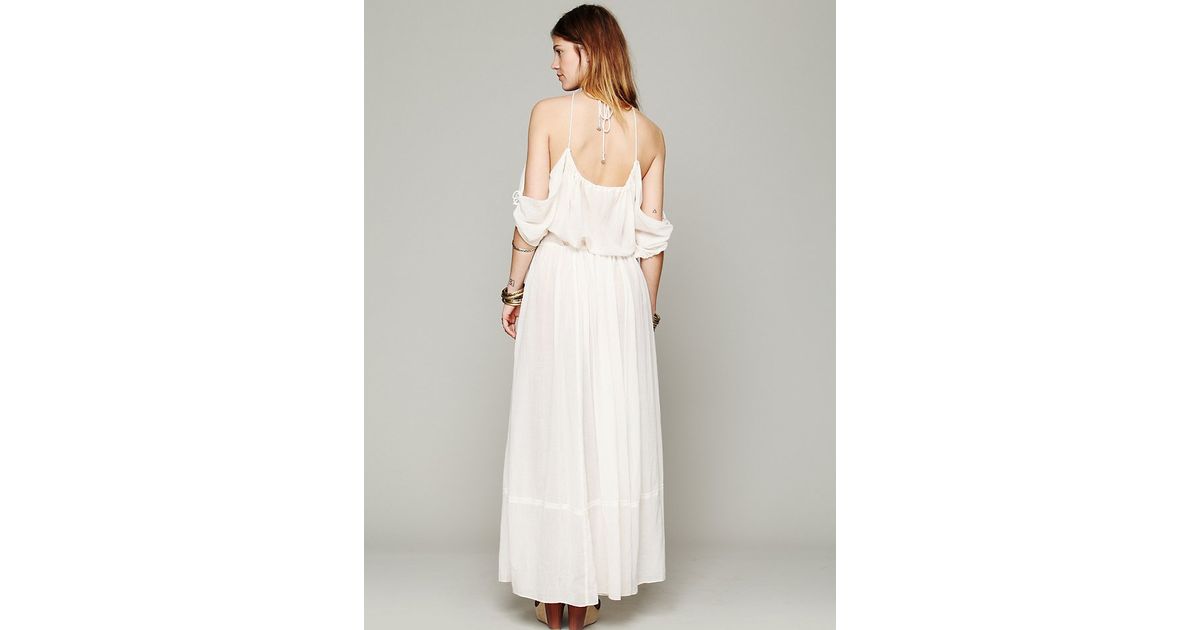 open shoulder maxi dress