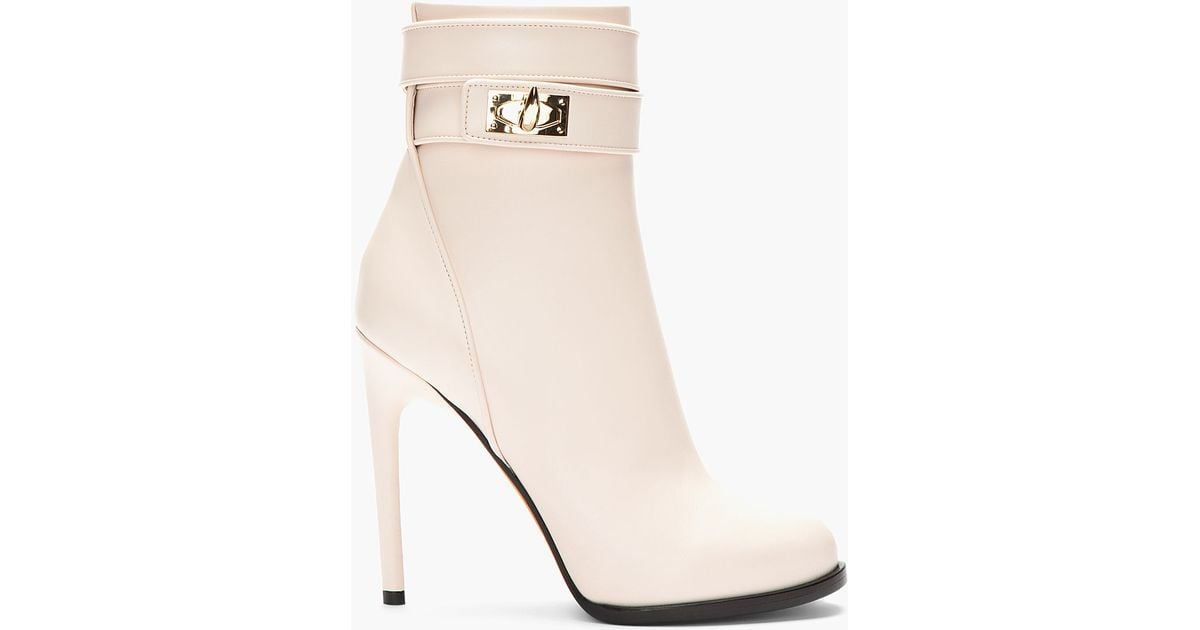Givenchy Baby Pink Leather Shark Lock Ankle Boots - Lyst