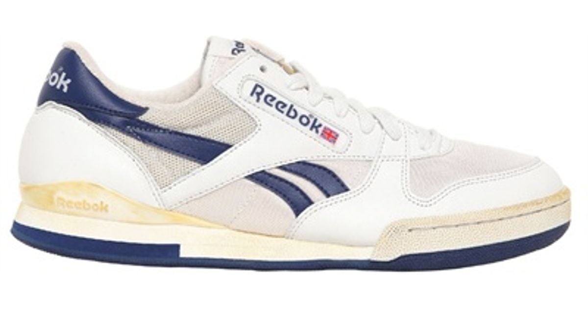 Reebok 90 Leather Mesh Tennis Sneakers in White/Blue (Blue) for Men - Lyst