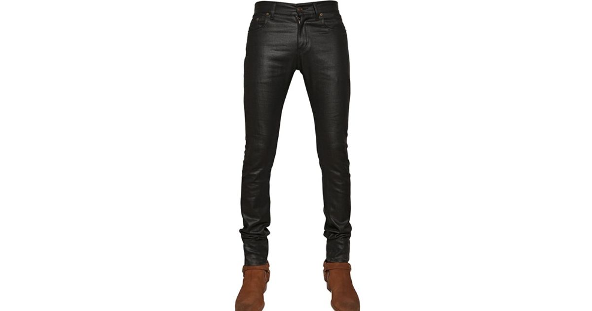 Lyst - Saint Laurent 155cm Shiny Waxed Denim Jeans in Black for Men