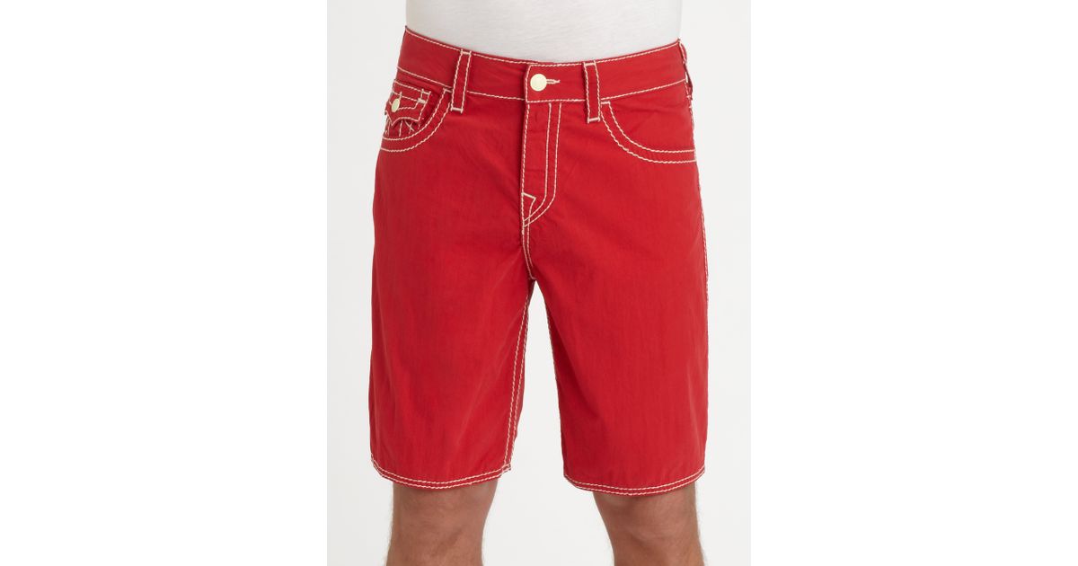 red true religion shorts