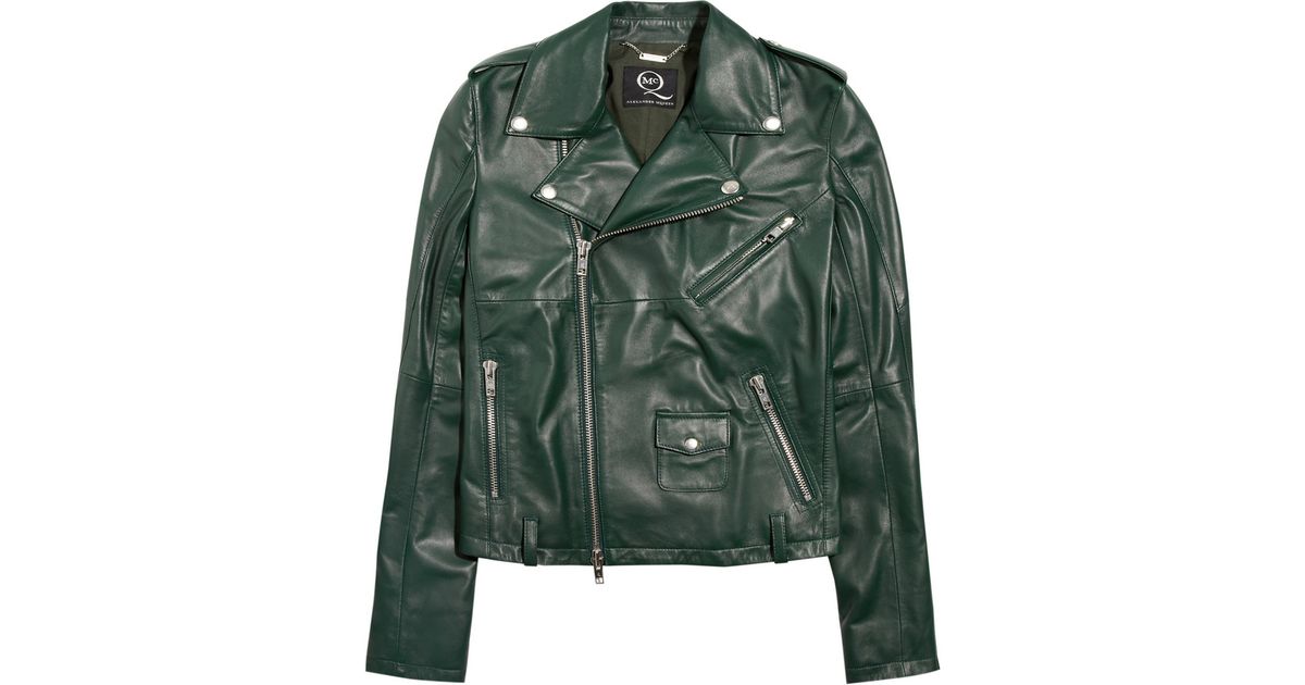 alexander mcqueen green leather jacket