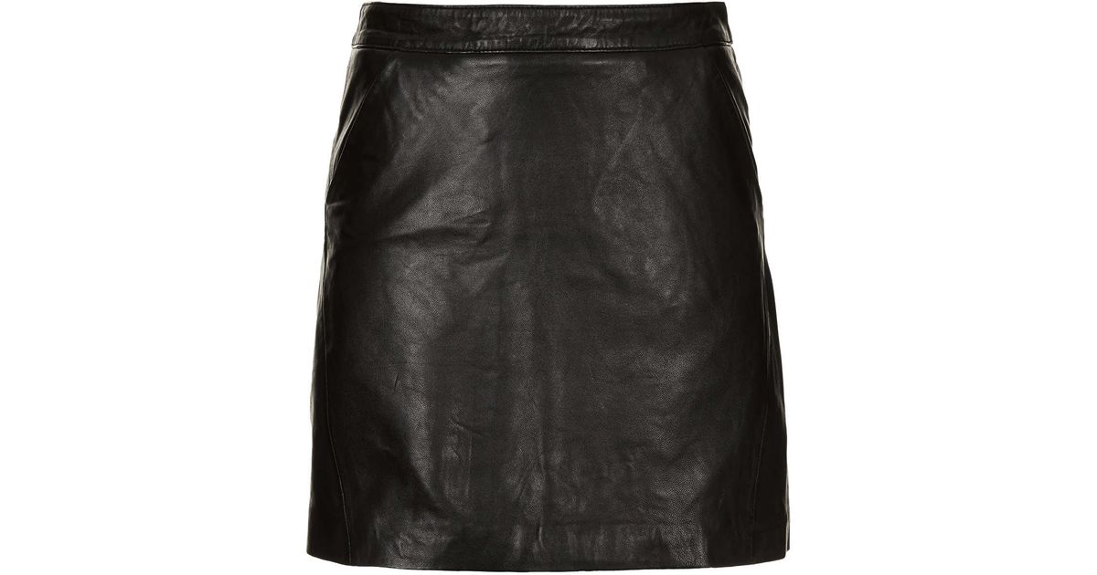 Topshop Leather Aline Skirt in Black | Lyst