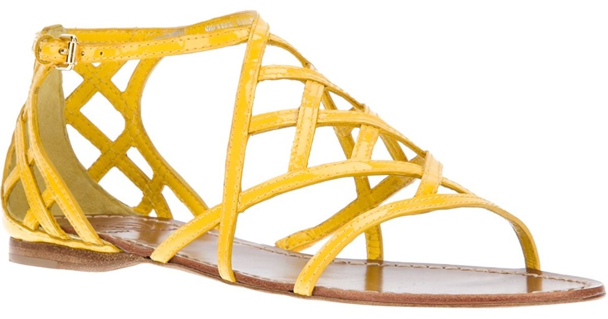 yellow strappy flat sandals