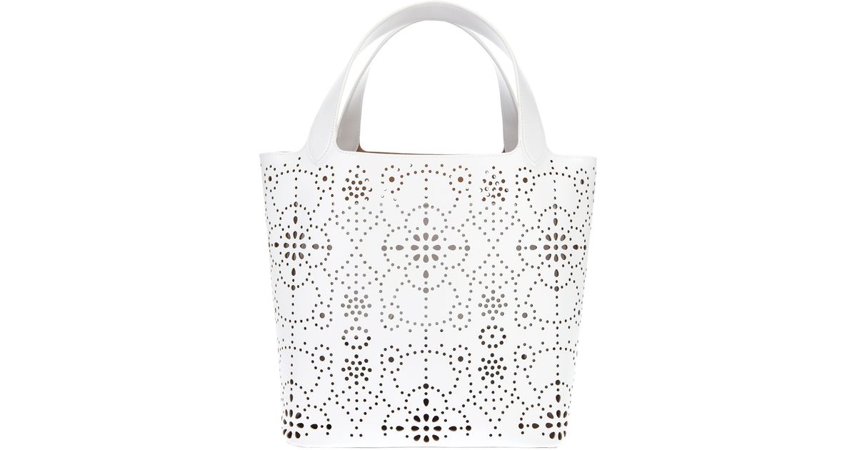 Alaïa Perforated Bucket Bag in White (Natural) Lyst