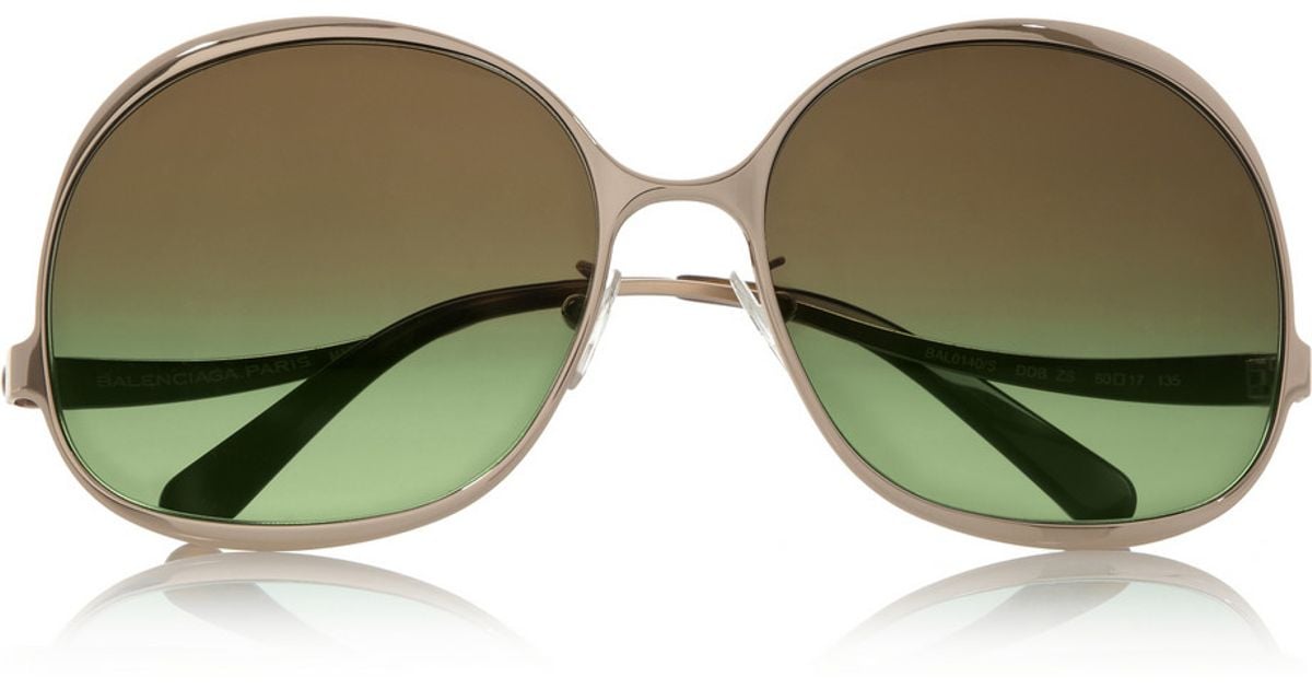 Balenciaga Round Frame Metal Sunglasses in Gold (Gray) Lyst