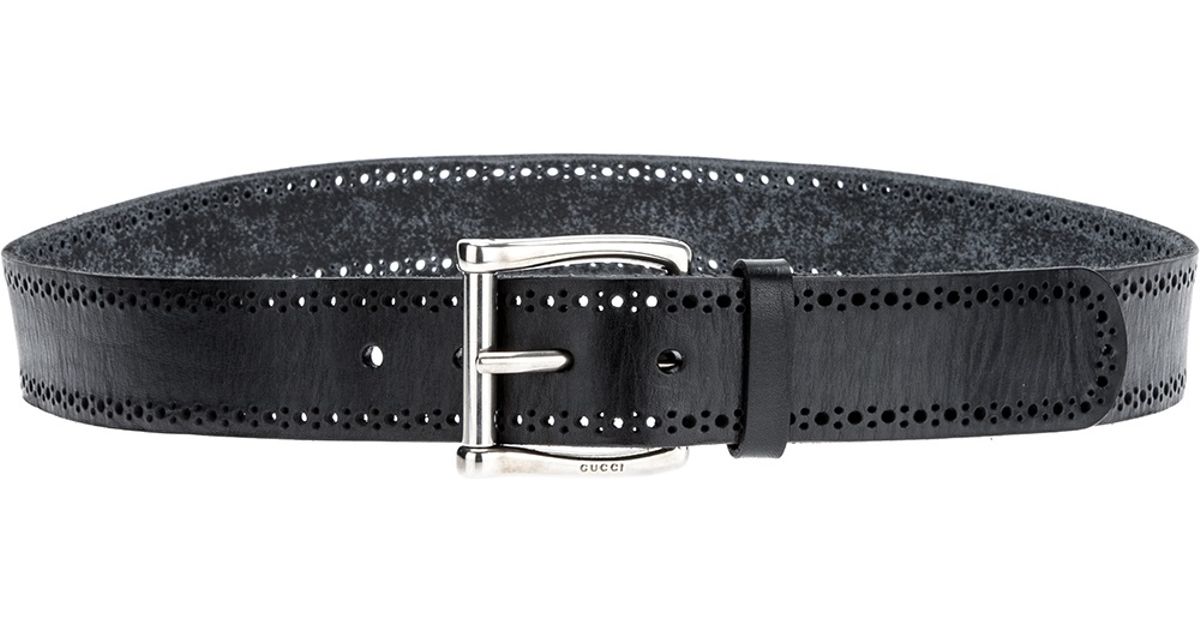 Gucci Perforated Belt in Black for Men - Lyst
