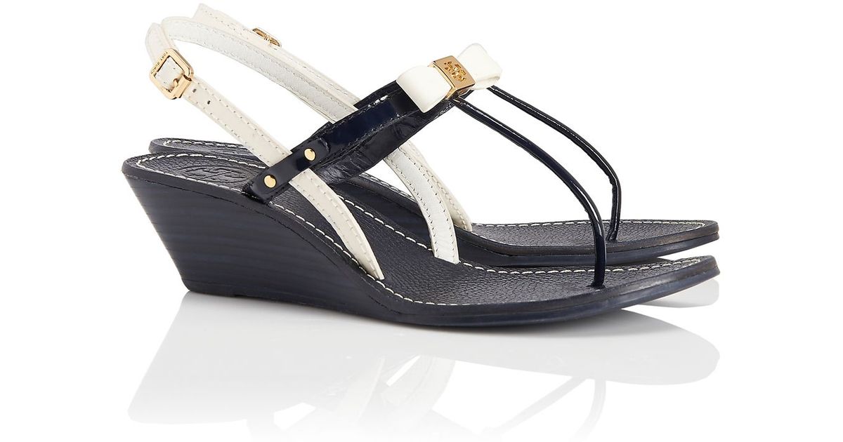tory burch navy wedge sandals