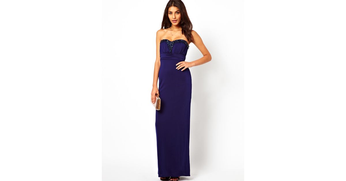 lipsy bella bandeau maxi dress