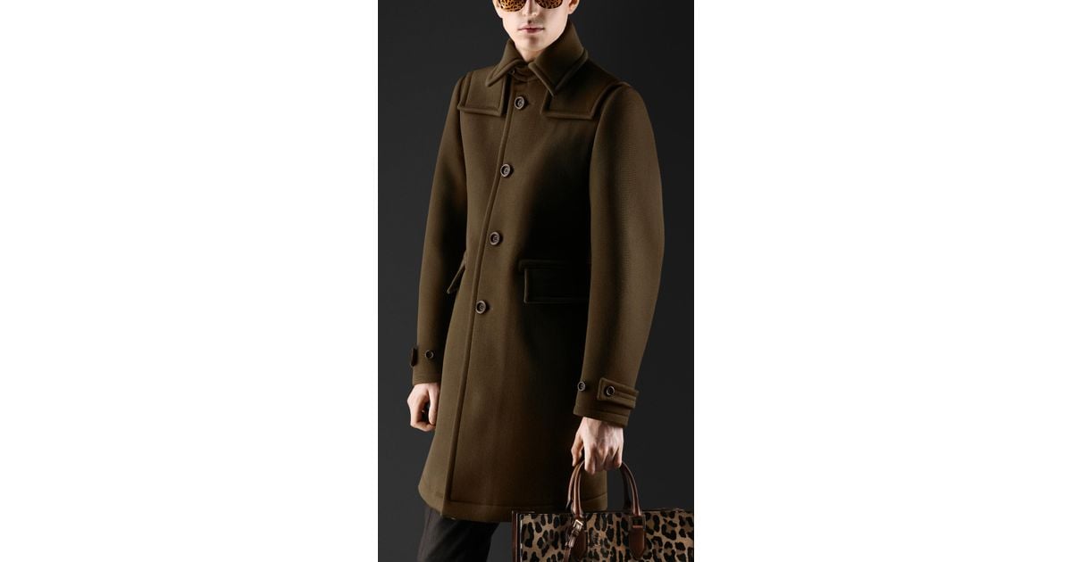 Burberry Wool Cavalry Twill Donkey Coat In Olive Natural For Men Lyst