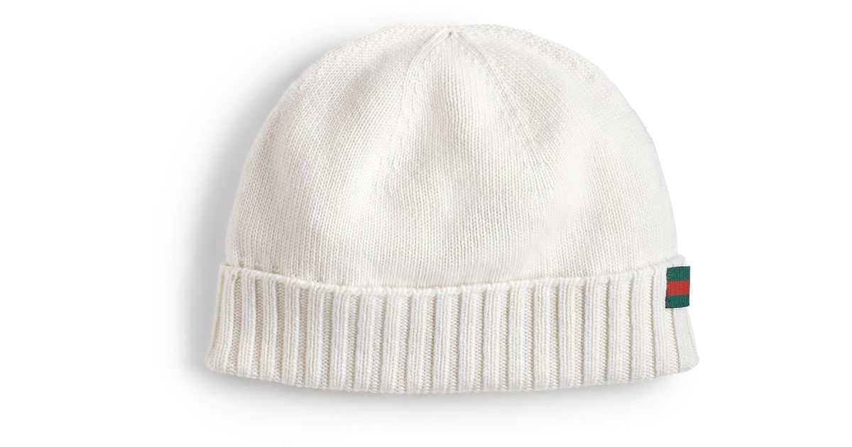 Gucci Cashmere Beanie Hat in White for 