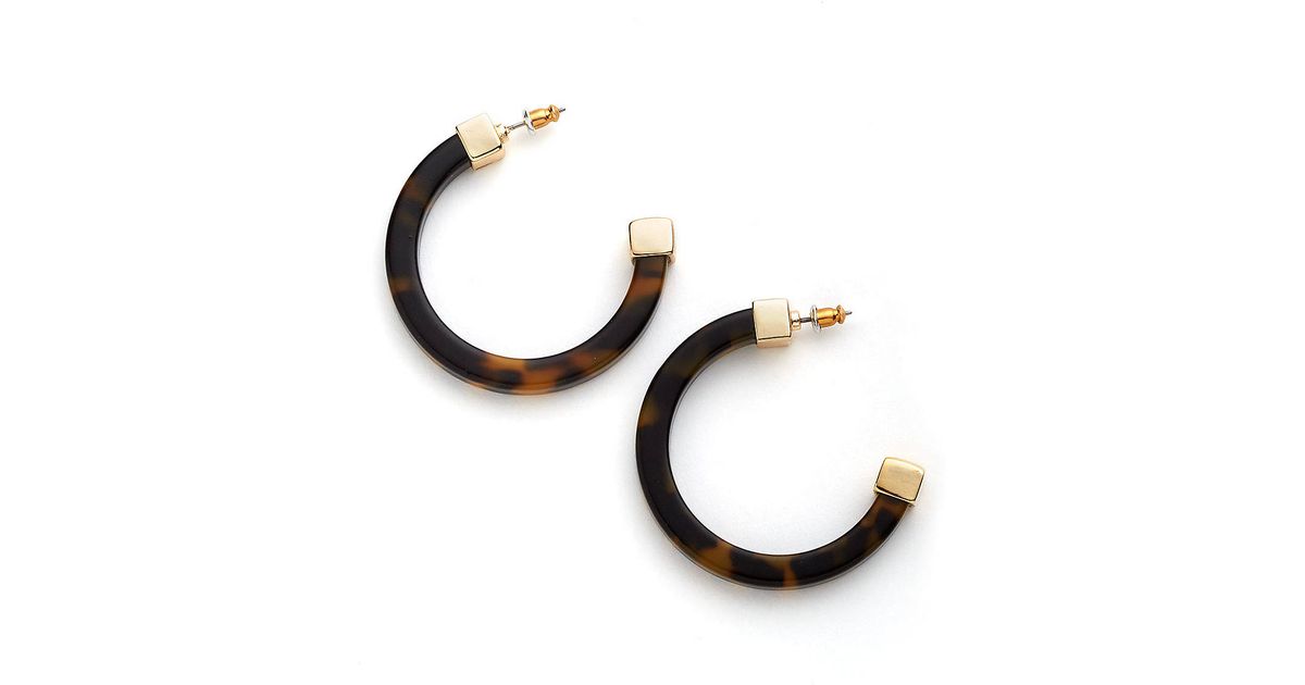 Lyst Lauren By Ralph Tortoise S Threequarter Hoop Earrings