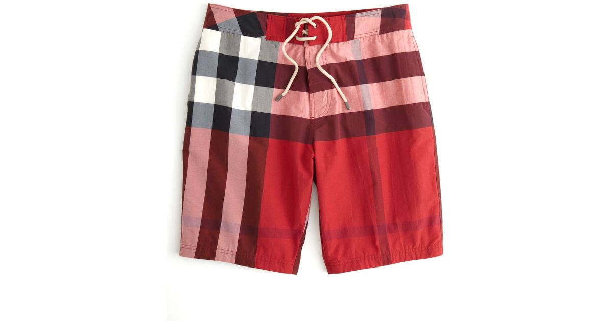 red burberry swim trunks