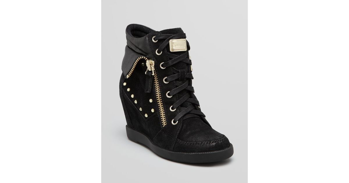 wedge heel trainers black