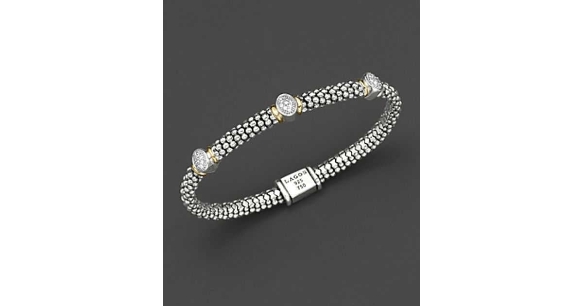 Lyst Lagos Twilight Caviar Bracelet With Three Diamond Stations Lyst Lagos Twilight Caviar Bracelet With Three Diamond Stations 6mm In Metallic