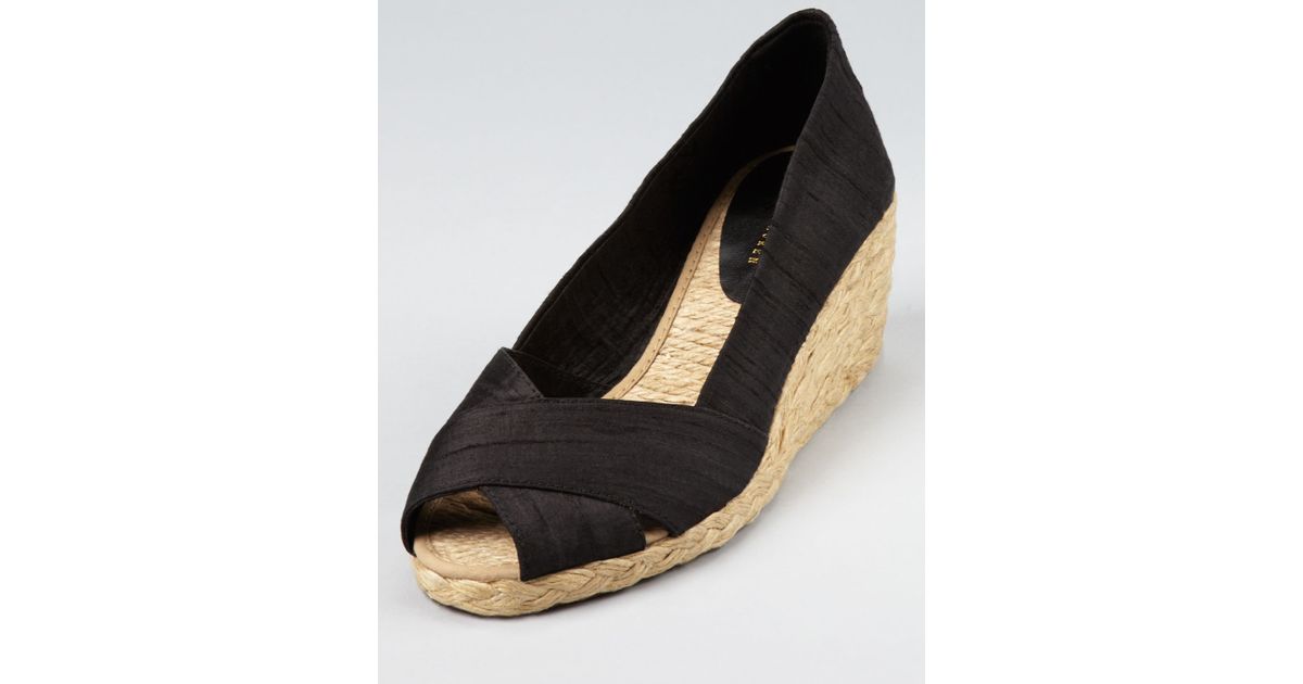 Lauren by Ralph Lauren Espadrilles Cecilia Silk Mid Wedge in Black - Lyst