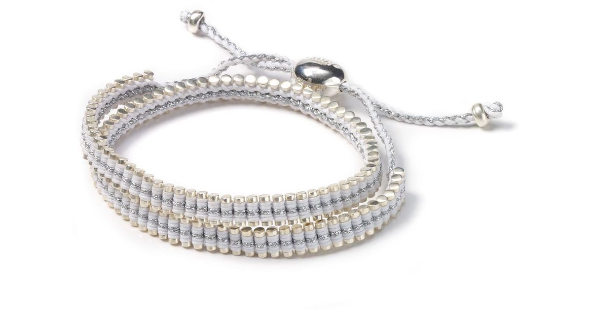 Links of London Double Wrap Pewter and White Friendship Bracelet - Lyst